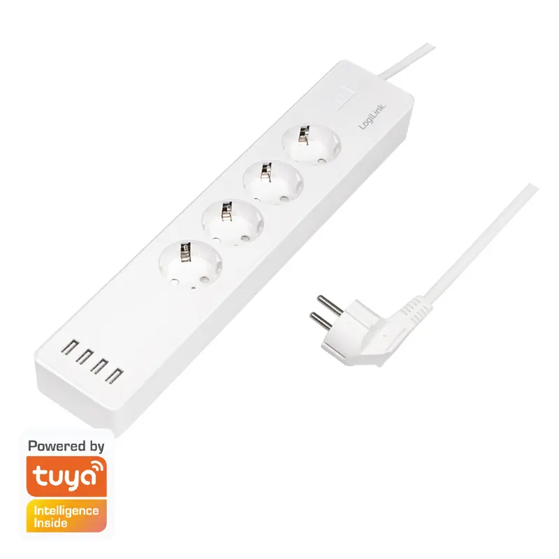 Prelungitor inteligent LogiLink SH0104 Wi-Fi 4 prize USB Tuya alb