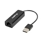 Placa de retea Lanberg 41869, USB 2.0 tata la RJ-45 mama, adaptor Ethernet, internet 10/100 Mb/s, cablu 10 cm, neagra