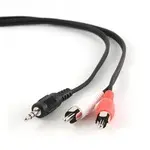 Cablu audio jack 3.5mm 3 pini tata la 2 x RCA tata, Gembird, lungime 20 cm, negru