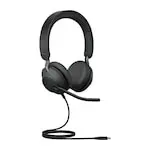 Casti cu fir, Jabra, Cu microfon, Negru