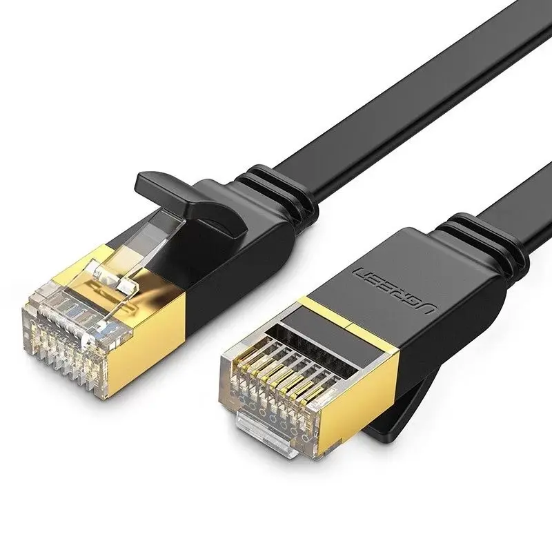 Patch cord FTP Ugreen Cat7, „NW106” fire din cupru, flat cable, viteza maxima 10 Gbps, 15m, negru