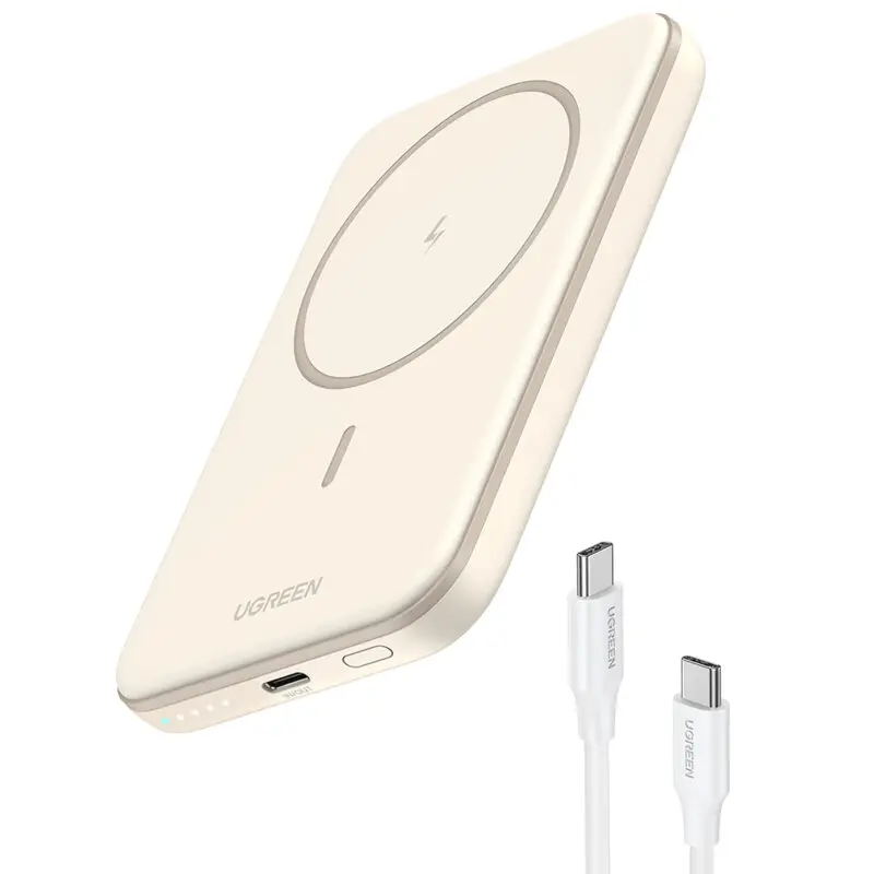 Baterie externă Ugreen Magnetic 5000 mAh Bej PD 15W Qi