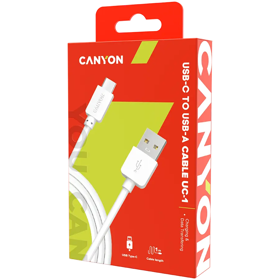 Cablu de date Canyon, USB Type-C, 1m, White