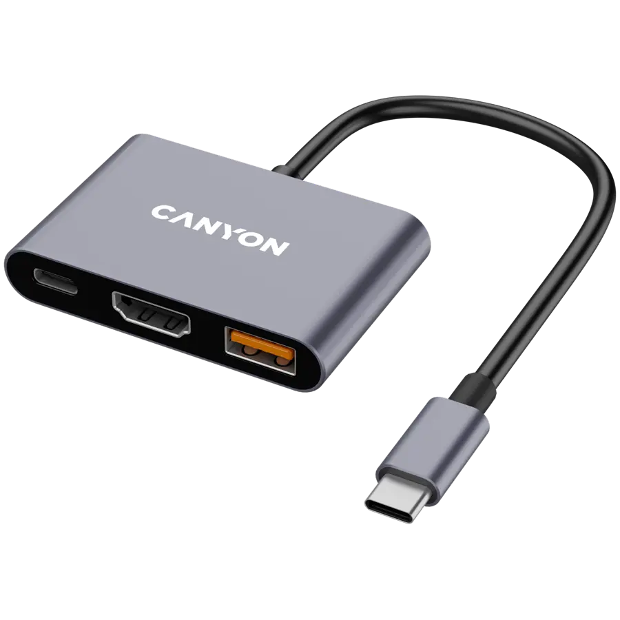 Hub USB Canyon DS-4 3 in 1 USB-C gri PD 100W