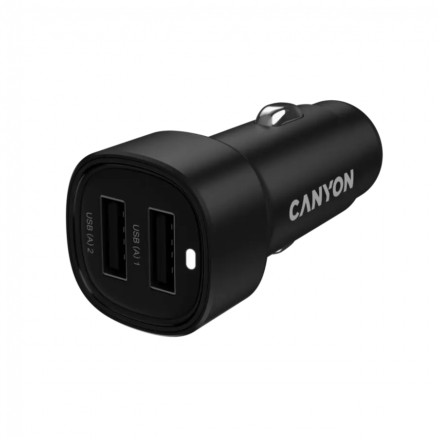 Încărcător auto Canyon OnDrive 24 24W 2× USB-A, negru