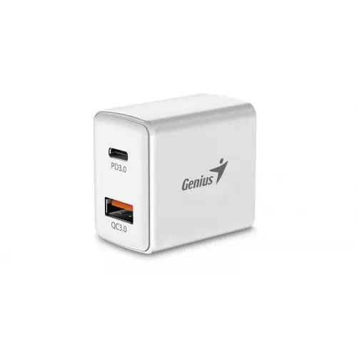 Incarcator de retea, Genius, USB-A-USB-C, 20 W, Alb