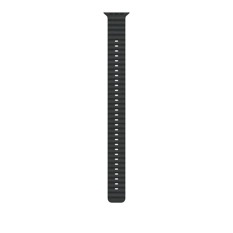 Curea pentru Apple Watch 49mm, Black Ocean Band Extension – Natural Titanium Finish