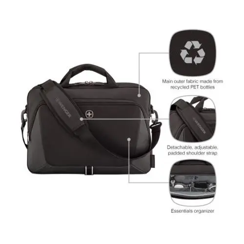 Geanta laptop Wenger XE Brief 16″, neagra, 430x310x140mm, cu compartiment pentru tableta
