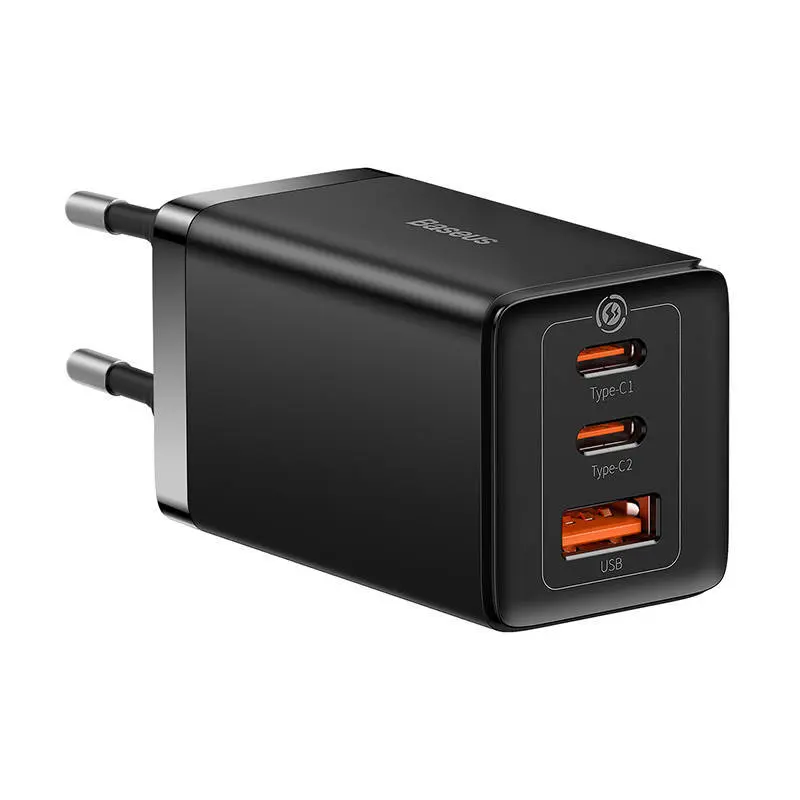 Încărcător Baseus GaN5 Pro 65W 2×USB-C USB cablu Negru