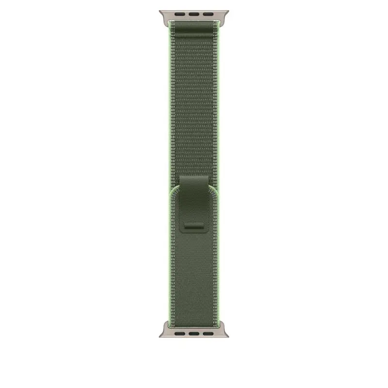 Curea Apple Watch Trail Loop 49mm Green Neon S/M Natural Titanium