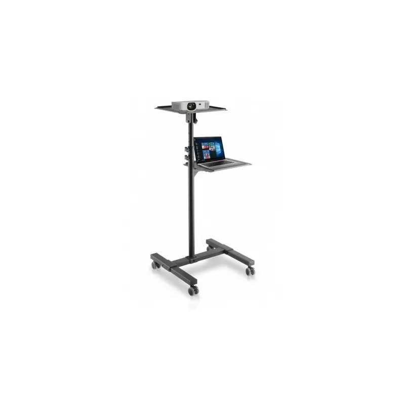 Suport pentru videoproiector cu 2 rafturi reglabile, mobil pe roti, TECHLY, negru, ICA-TB TPM-10