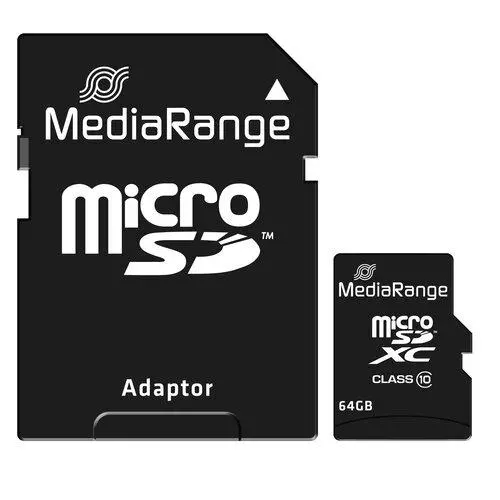 Card memorie MediaRange 64GB microSDXC clasa 10 cu adaptor SD