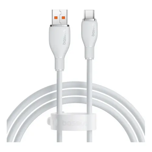 Cablu Baseus Pudding Series, USB la USB-C, 100W, Fast Charging, 1.2m, Alb