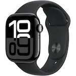 Apple Watch 10 GPS, Carcasa Jet Black Aluminium 42mm, Black Sport Band – S/M