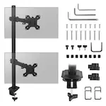 Suport birou 2 monitoare Maclean MC-967, 13–27″, 9kg, VESA 75/100, inclinare ±45°, rotire 180°, reglabil, prindere masa, negru