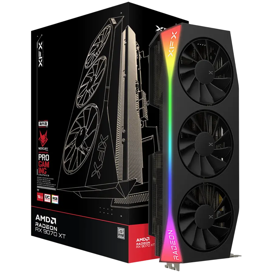 Placă video XFX Mercury Radeon RX 9070 XT 16GB RGB