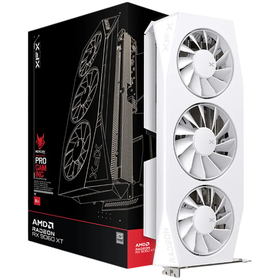 Placă video XFX Radeon RX9060XT 16GB OC, alb, 2xDP/1xHDMI