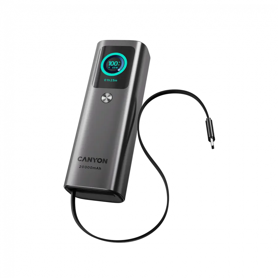 CANYON Built-in cable power bank OnPower 265 20000mAh 165W Aluminium Dark grey