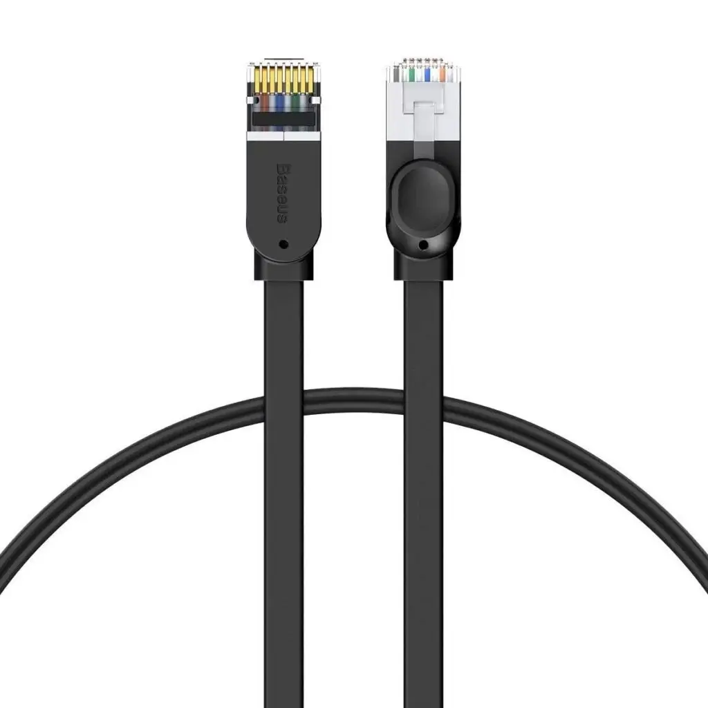 Cablu retea Baseus Flat Ethernet Cat. 6, mufat 2xRJ45, lungime 1m, negru