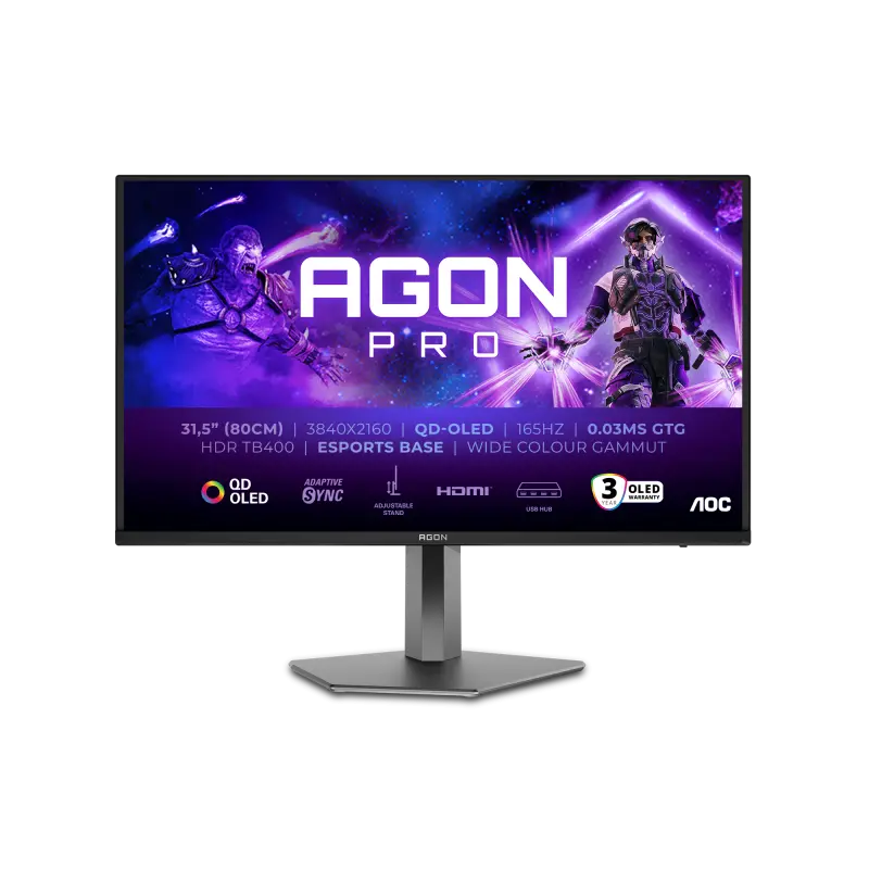 Monitor gaming AOC AG326UD 31,5″ QD-OLED 4K 165Hz AGON PRO