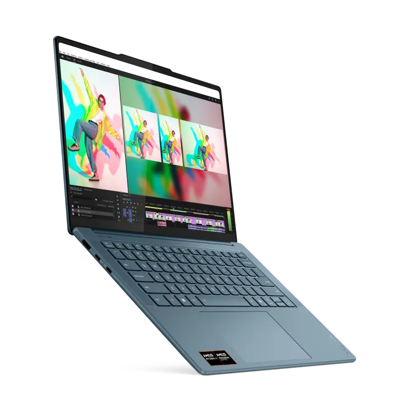 Laptop Lenovo Yoga Pro 7 14AKP10 cu procesor AMD Ryzen™ AI 7 350 pana la 5.0GHz, 14.5″ 3K , OLED, 32GB LPDDR5x RAM, 1TB SSD, AMD Radeon™ 860M Graphics, No OS, Tidal Teal, 3y on-site Premium Care