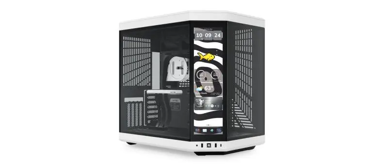 Carcasa Midi Tower Hyte Y70 Touch Infinite, alb-negru, 470x320x470mm, 11 sloturi de expansiune, 4 sloturi 2.5″
