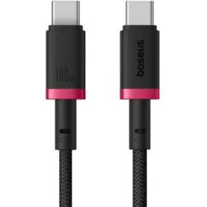 Cablu de date USB-C Baseus Dura 100W 1m, rosu-negru, nylon