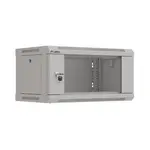 Cabinet metalic rack 19″ 4U 540x350mm, gri, cu usi din sticla, set flat pack