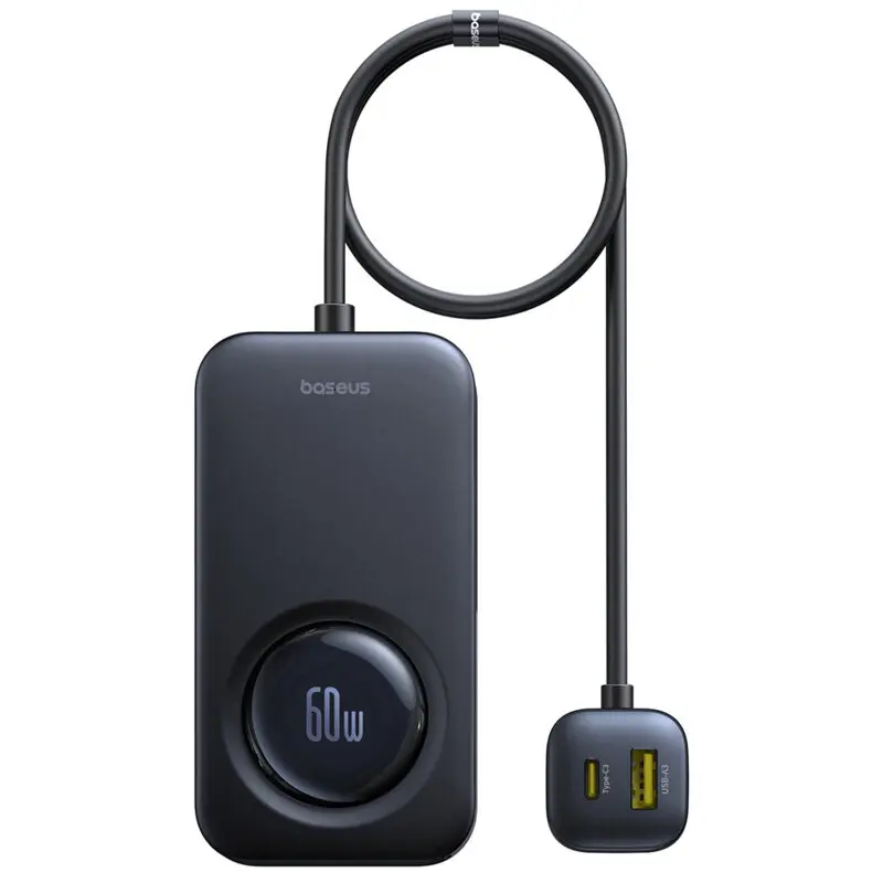 Încărcător auto Baseus PrimeTrip VW1 60W cablu retractabil negru
