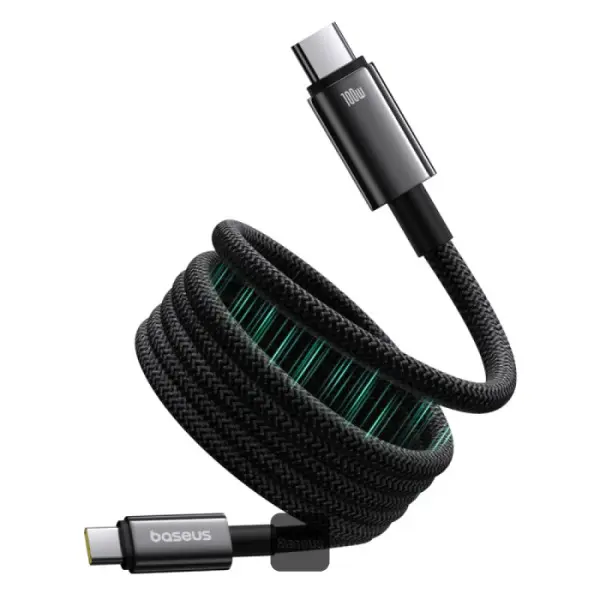 CABLU alimentare si date Baseus Tungsten Gold, Fast Charging Data Cable pt. smartphone,magnetic, USB Type-C la USB Type-C 100W, 1m, negru „P10319805111-00” (timbru verde 0.08 lei) – 6932172662363