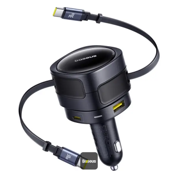 Incarcator auto Baseus Enjoyment Max 90W retractabil USB-C negru