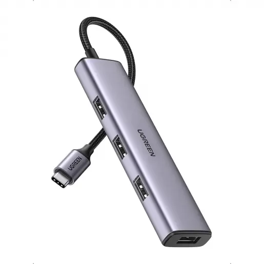 Hub USB Ugreen CM473 4 porturi USB 3.0 gri