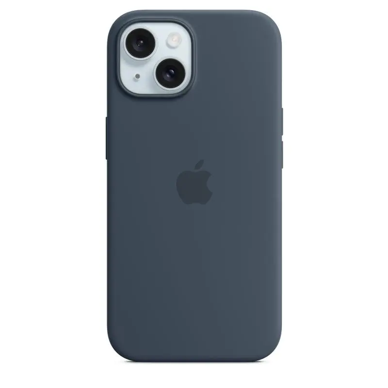 Husă silicon iPhone 15 MagSafe albastru storm Apple