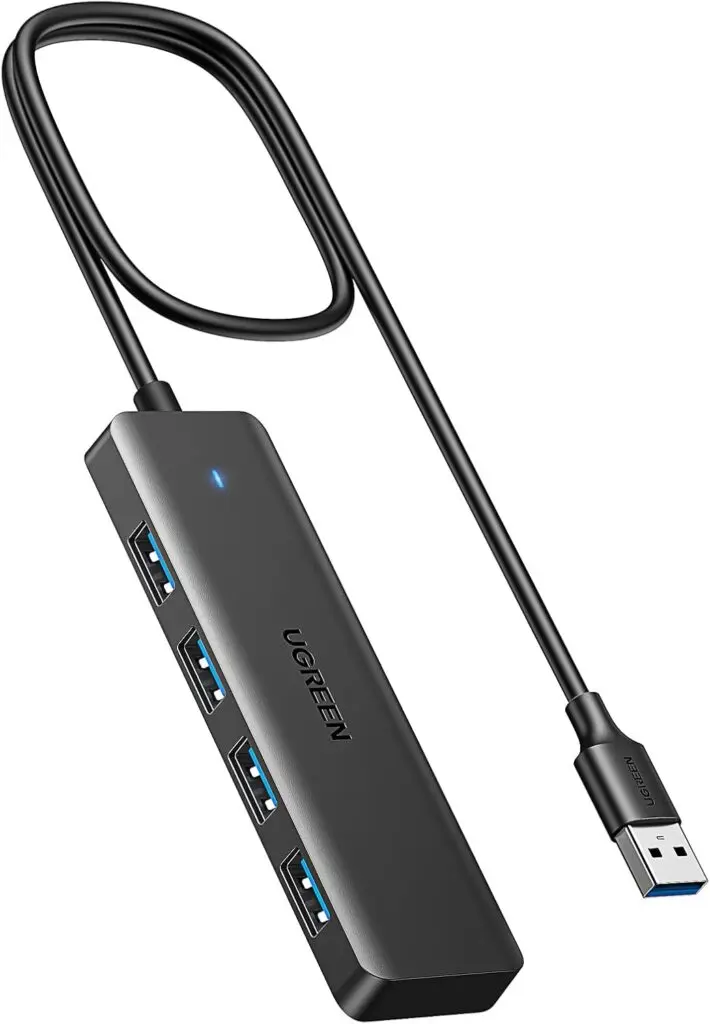 HUB extern Ugreen, „CM219” porturi USB: USB 3.0 x 4, conectare prin USB 3.0, aluminiu, lungime 15 cm, gri, „25946” (timbru verde 0.8 lei) – 6941876229468