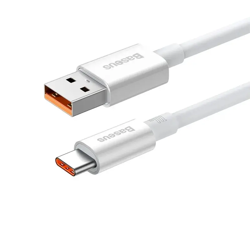 CABLU alimentare si date Baseus Superior, Fast Charging Data Cable pt. smartphone, USB la USB Type-C 100W, braided, 0.25m, alb „P10320102214-00” (timbru verde 0.08 lei) – 6932172631949