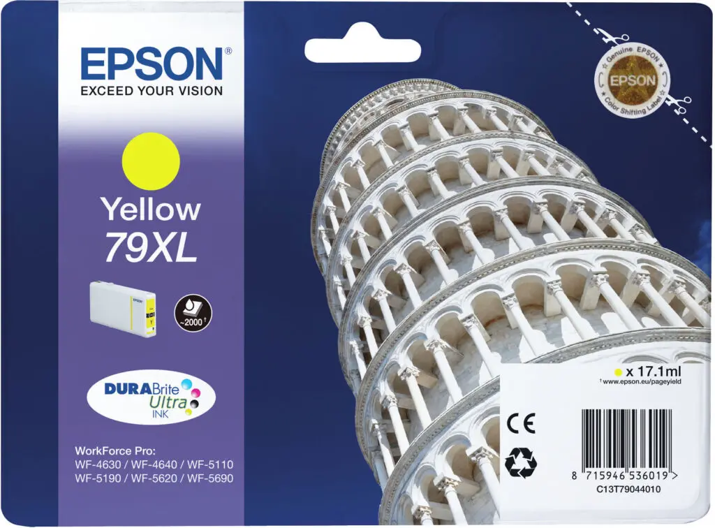 Cartus Cerneala Original Epson Yellow, T790440, pentru Workforce Pro WP-5110|51490|5620|5690, , (timbru verde 0.15 lei), „C13T79044010″(RAPO)