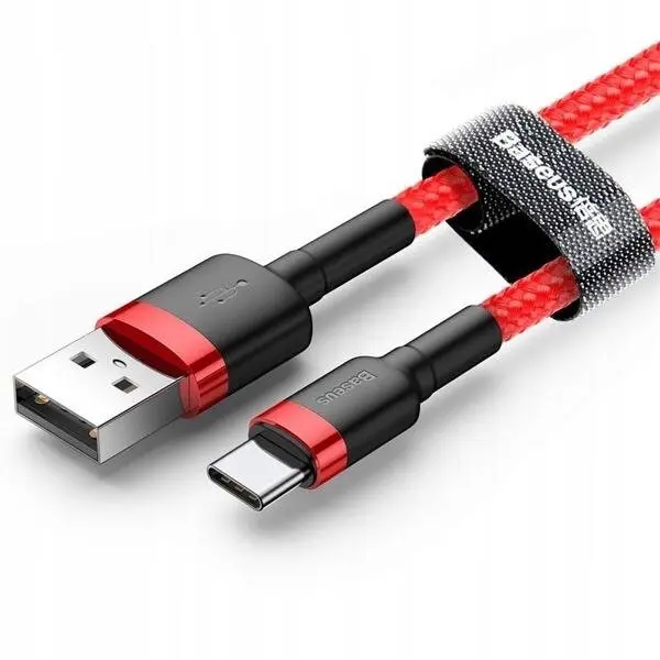 CABLU alimentare si date Baseus Cafule, Fast Charging Data Cable pt. smartphone, USB la USB Type-C 2A, 2m, rosu „CATKLF-C09” (timbru verde 0.08 lei) – 6953156278226