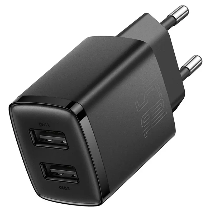 Încărcător rețea Baseus Compact negru 10.5W 2×USB