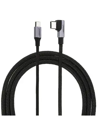 Cablu USB-C Ugreen US255 1m 60W unghi 90° gri