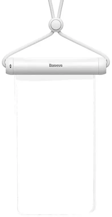 HUSA IMPERMEABILA Baseus, pentru smartphone diagonala maxima 7.2 inch, transparenta cu zip alb „FMYT000002” – 6932172610975