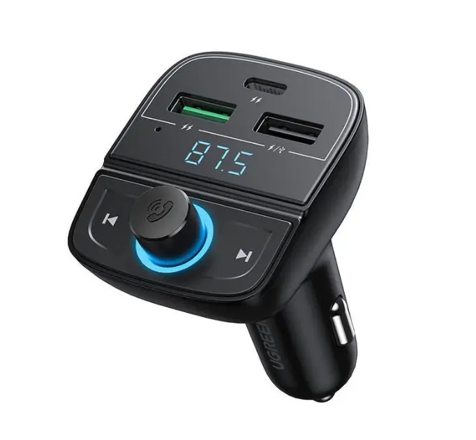 MODULATOR AUTO FM Ugreen, „CD229” BT5.0, 2 x USB 5V/3A si 1xUSB Type-C 5V/3A,frecv FM: 87,5-108.0MHZ, MP3/WAV/FLAC/APE/WMA,answer/reject/hang up/redial,bk „80910” (timbru verde 0.8 lei)-6957303889105