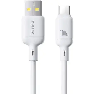 CABLU alimentare si date Baseus Silky, Fast Charging Data Cable pt. smartphone, USB la USB Type-C 100W, 1m, alb „P10377703213-00” (timbru verde 0.08 lei) – 6932172668884