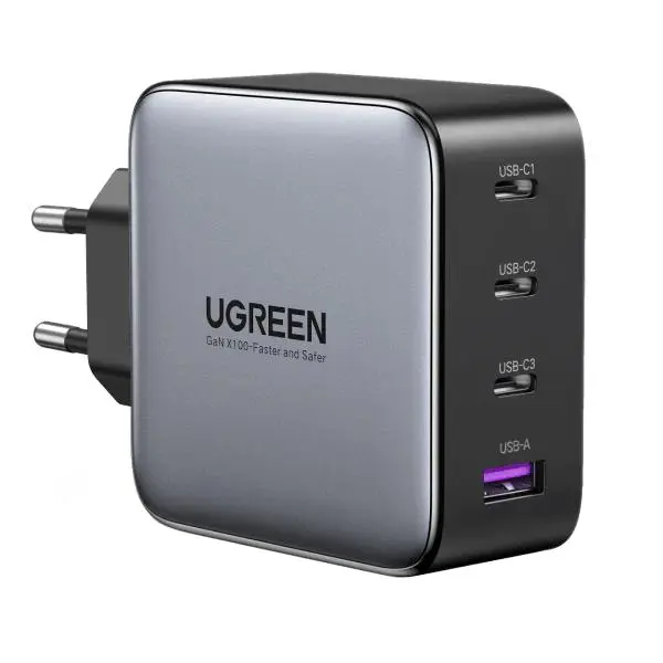 INCARCATOR retea Ugreen, Nexode „X565” Quick Charge 100W GaN, 3 x USB Type-C, 1 x USB, gri „35043” (timbru verde 0.18 lei) – 6941876230433