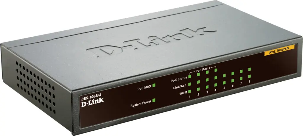 Switch D-Link DES-1008PA 8 porturi Fast Ethernet 4 PoE