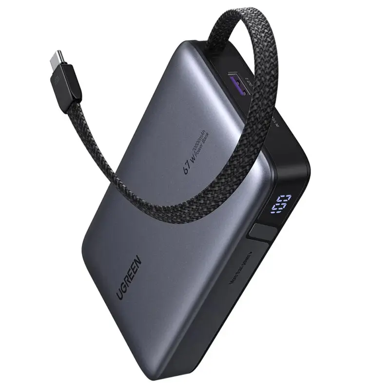Power bank Ugreen PB550 20000mAh 67W cablu USB-C integrat gri