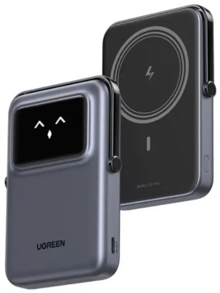 POWER BANK Ugreen „PB572”, 10000mAh, 20W, prindere magnetica, wireless charging: 7.5W max, 1 x USB Type-C input/output, gri „45327” (timbru verde 0.98 lei)