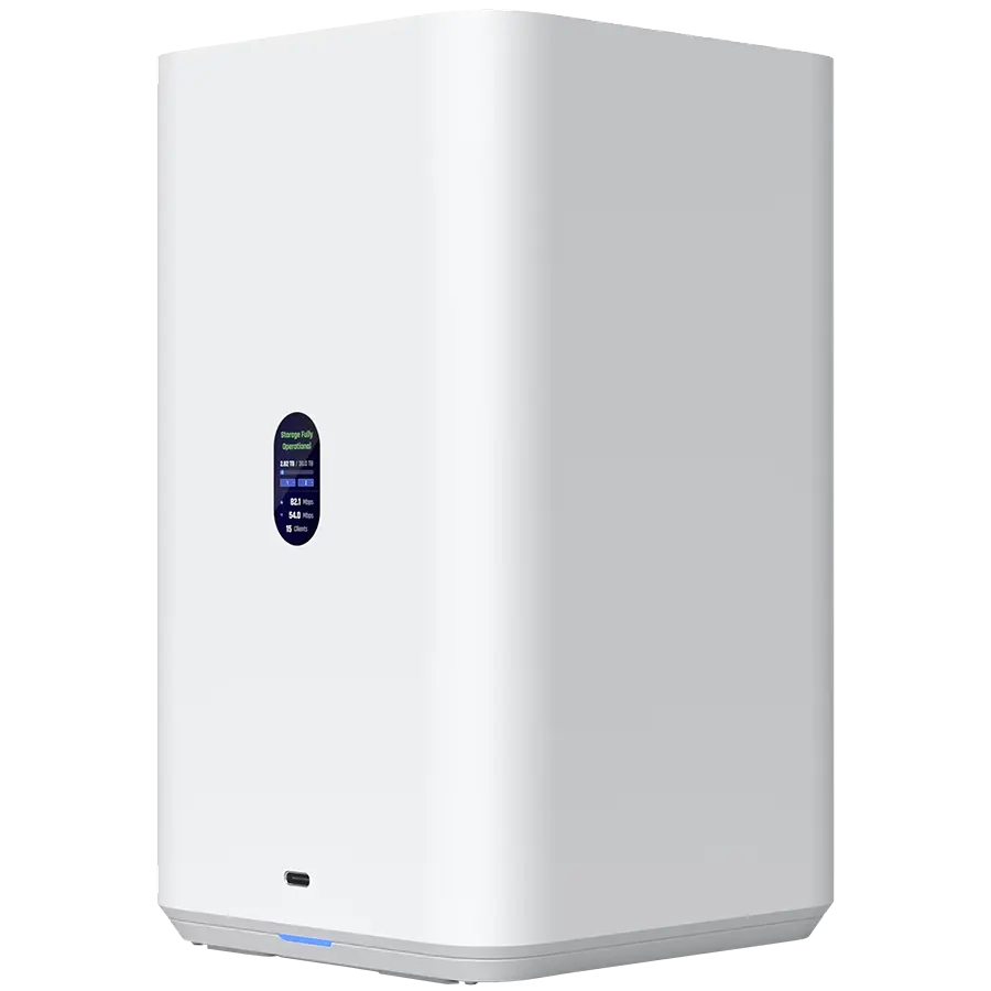 Ubiquiti UniFi  UNAS-2-W-EU Network Attached Storage with (2) 3.5inch HDD bays, 2.5 GbE networking, USB-C connectivity, and an included PoE++ adapter, all in a compact footprint