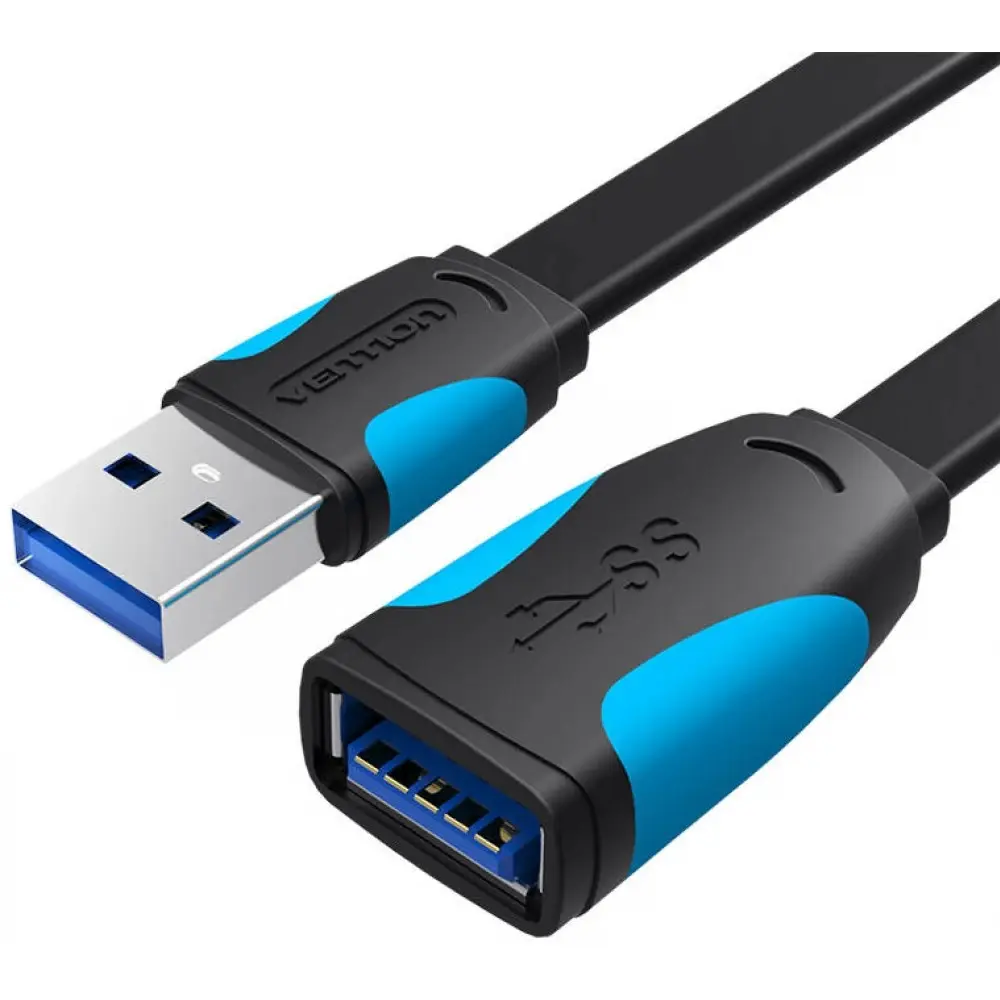Cablu USB prelungitor Vention, 0.5m, USB 3.0 (T) la USB 3.0 (M), PVC, plat, negru, „VAS-A13-B050” (timbru verde 0.08 lei) -6922794719361
