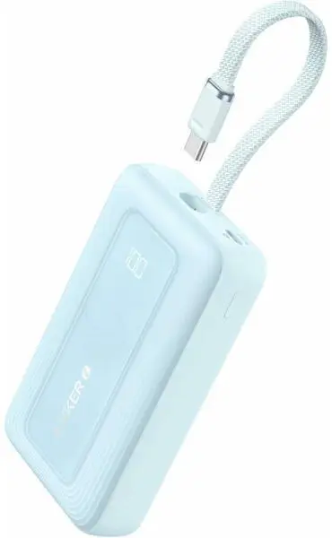 POWER BANK Anker 20.000 mAh, 30W cablu USB-C incorporat, 1 x USB-C, 1 x USB-A, afisaj LED, 350g, albastru, „A1689031” (timbru verde 0.98 lei) – 0194644038380