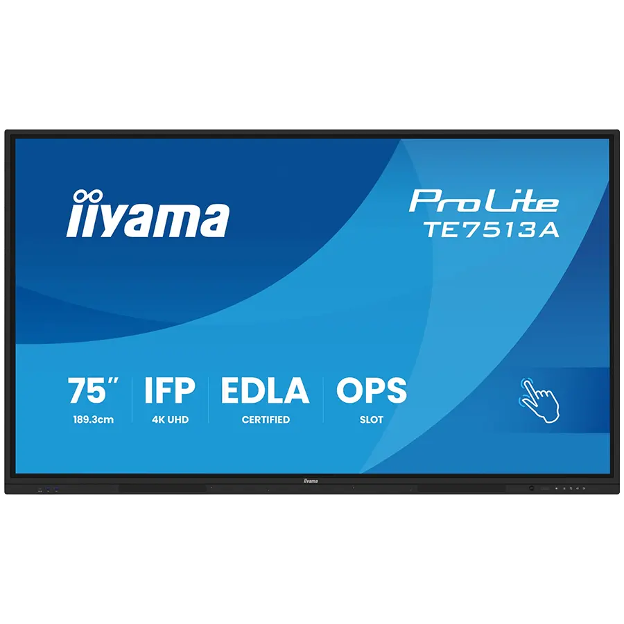 Iiyama Prolite TE7513A-B2AG 75UHD VA 3840×2160 400cd 1200:1 8ms Android 1, 8/128GB, VGA, 2x HDMI, 2x USB-C, mini-jack, Optical Out (S/PDIF), USB Touch Interface, Landscape mode,Media Play USB Ports „TE7513A-B2AG” (timbru verde 7 lei)